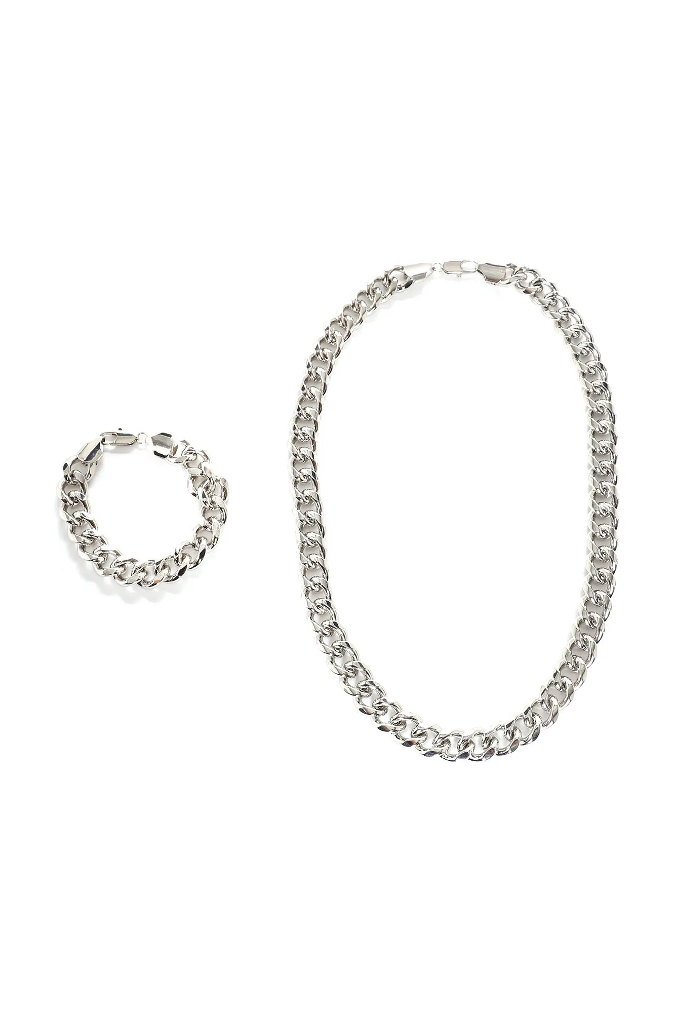 All Around Miami Cuban Chain Set - Silver