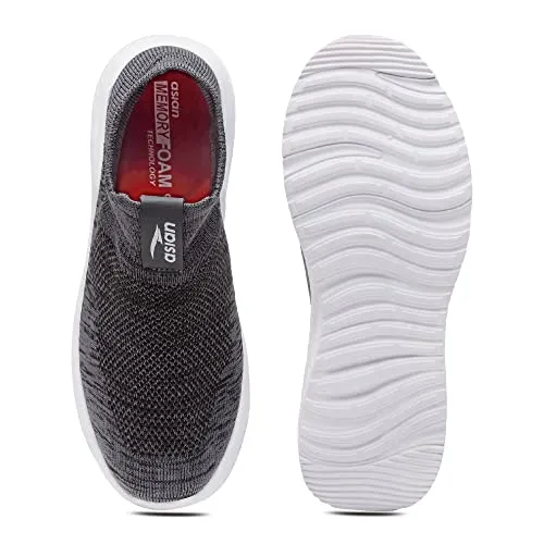 ASIAN Men's Moonwalk-01 Sports Walking,Running & Gym Shoes with Eva Sole Extra Jump Casual Slip-on Shoes for Men's & Boy's… Dark Grey
