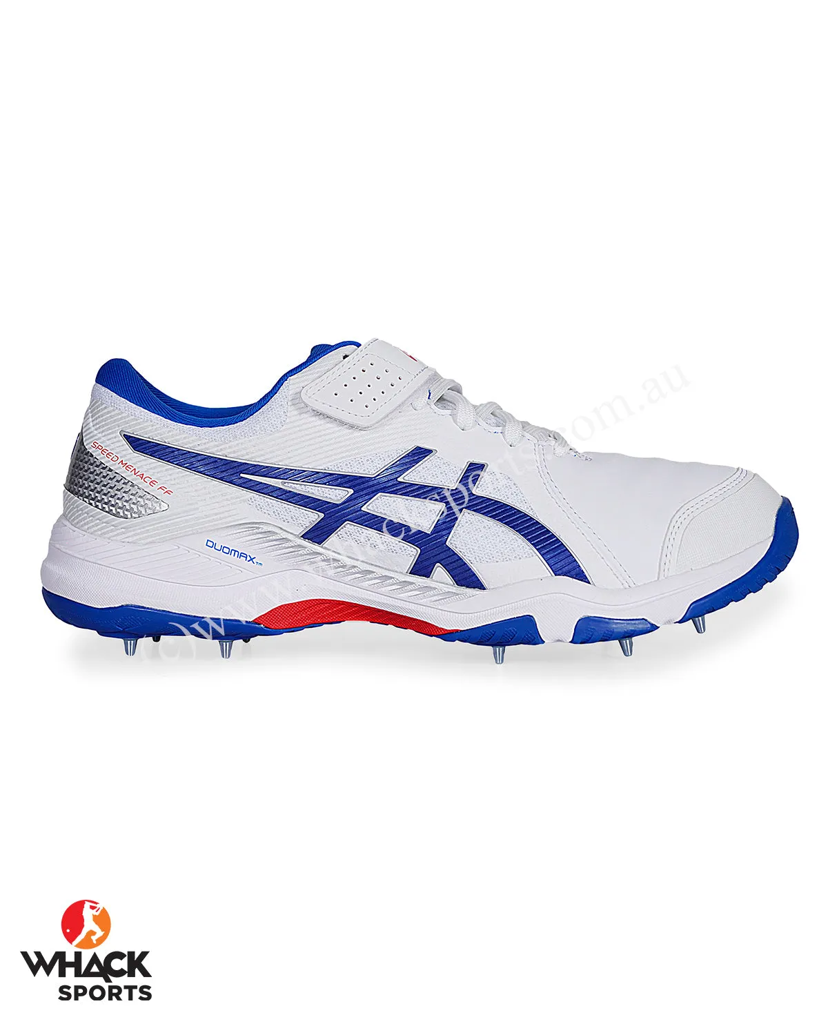 ASICS Gel Speed Menace Cricket Shoes - Steel Spikes - White/Tuna Blue