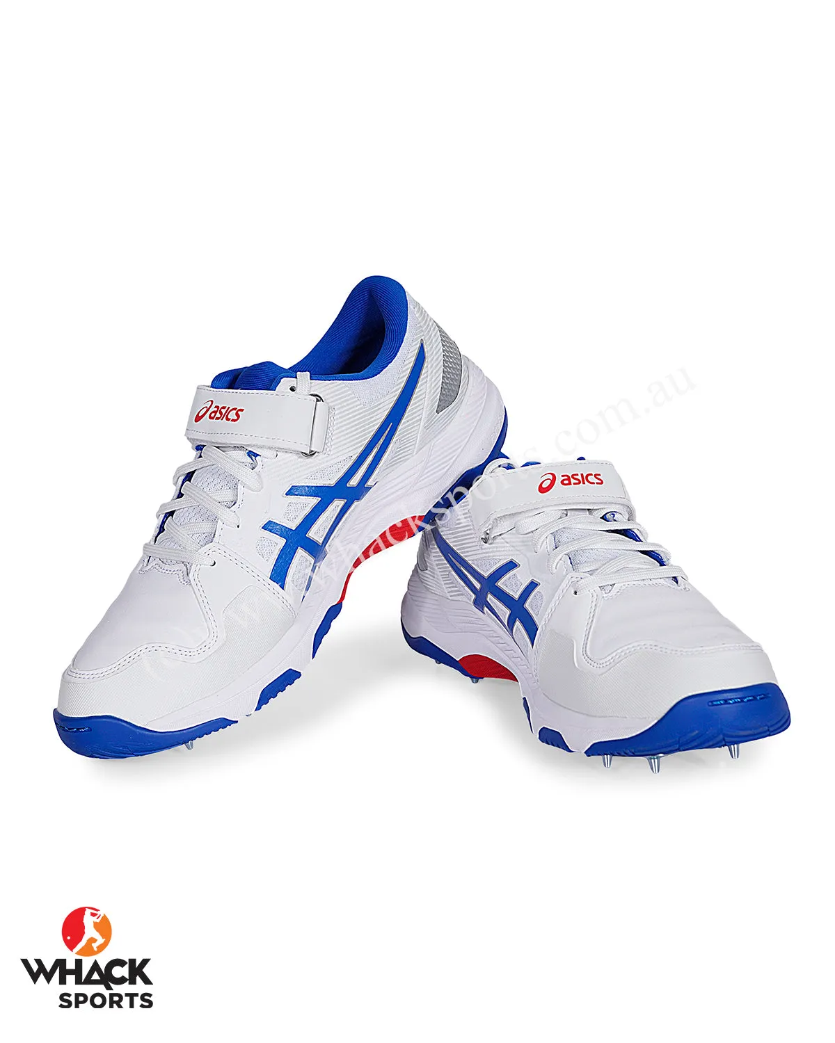ASICS Gel Speed Menace Cricket Shoes - Steel Spikes - White/Tuna Blue