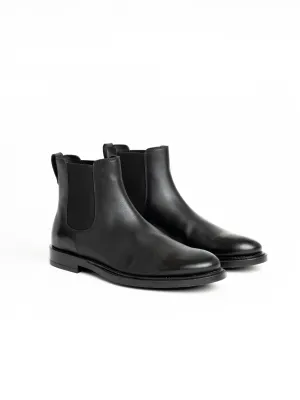 Black Leather Ankle Chelsea Boots