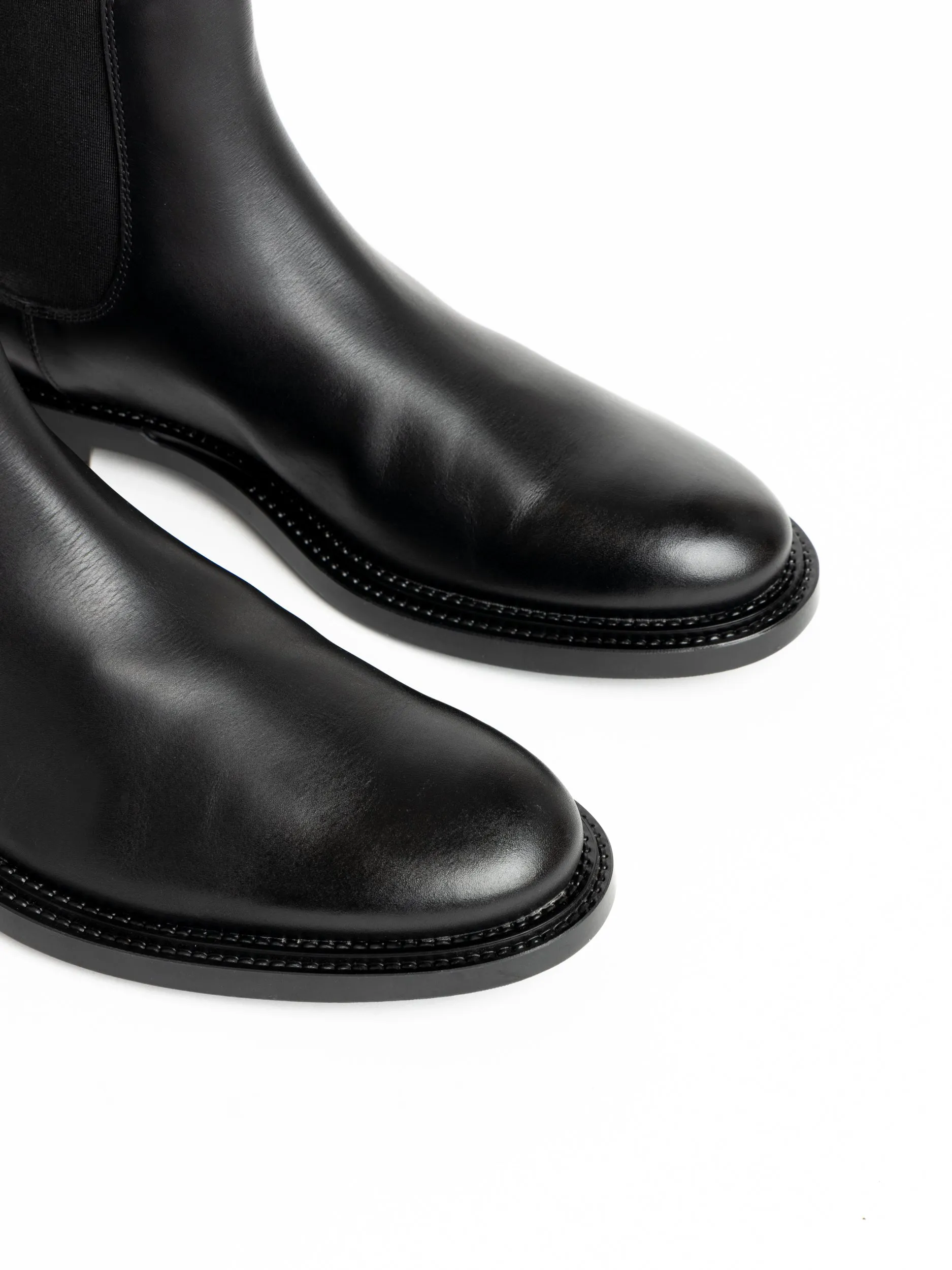 Black Leather Ankle Chelsea Boots