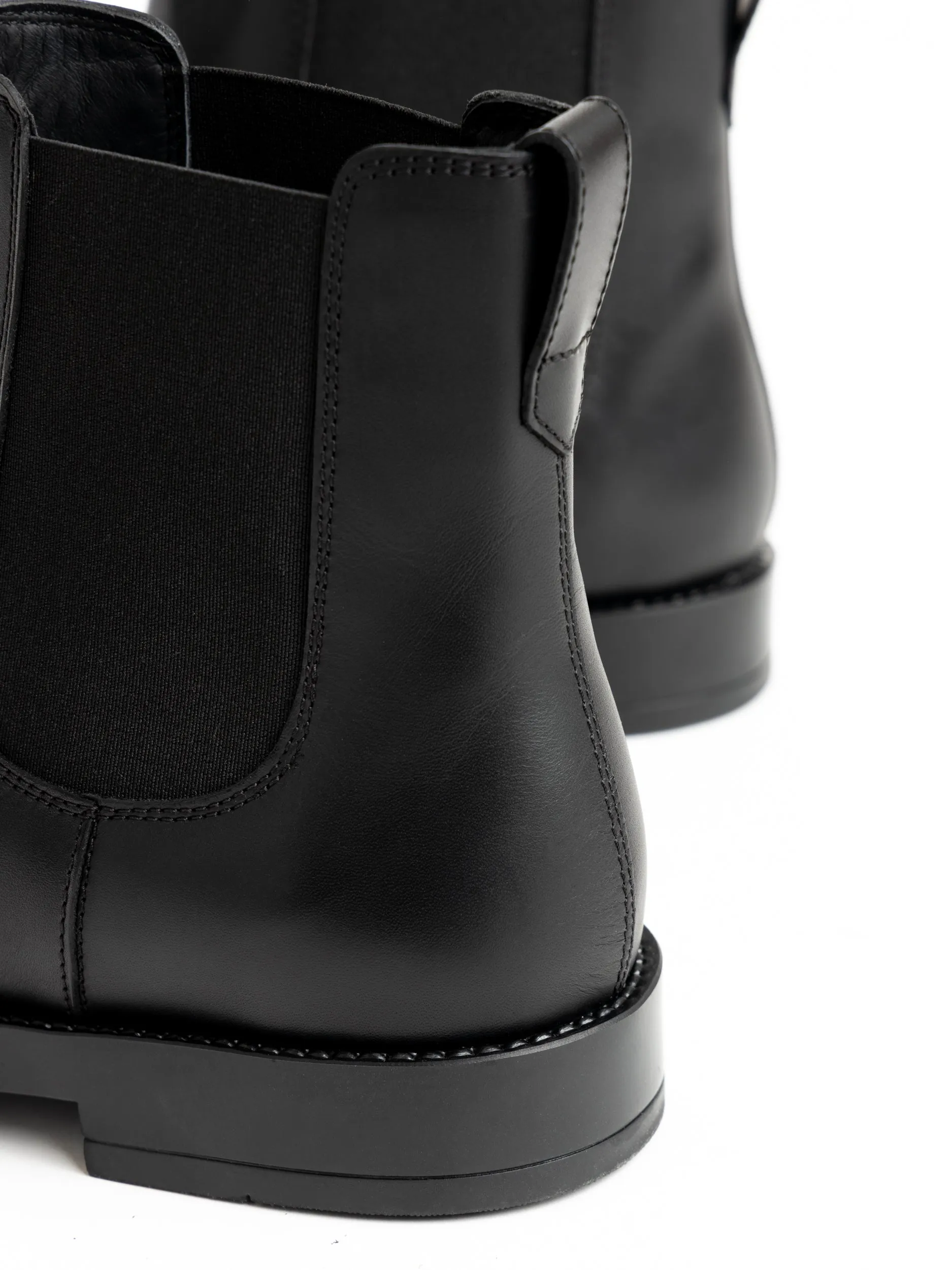 Black Leather Ankle Chelsea Boots