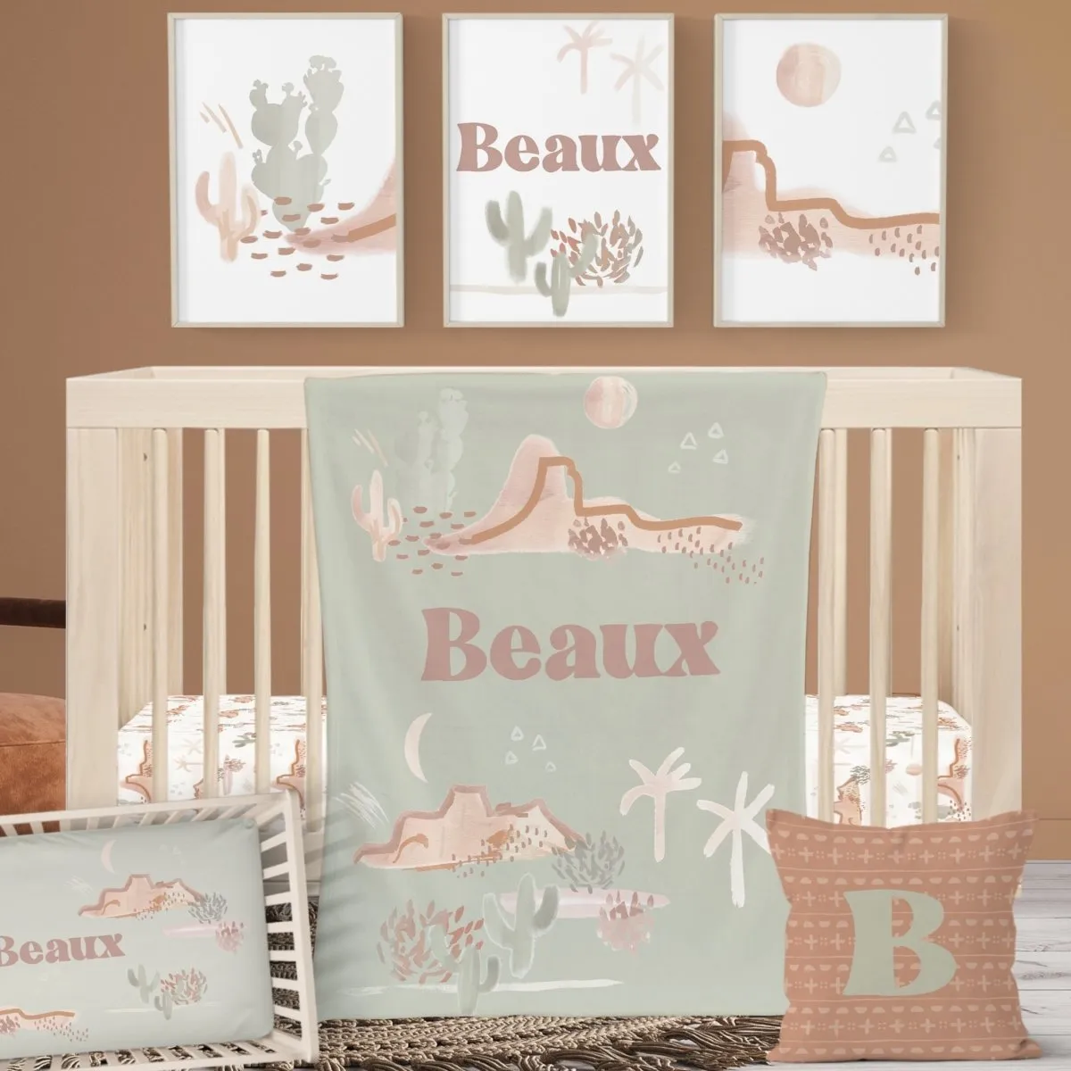 Boho Desert Sage Nursery Starter Crib Bedding Set
