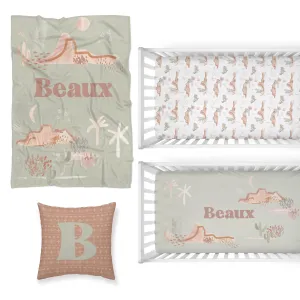 Boho Desert Sage Nursery Starter Crib Bedding Set