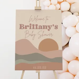Boho Desert Sunset Baby Shower Welcome Sign
