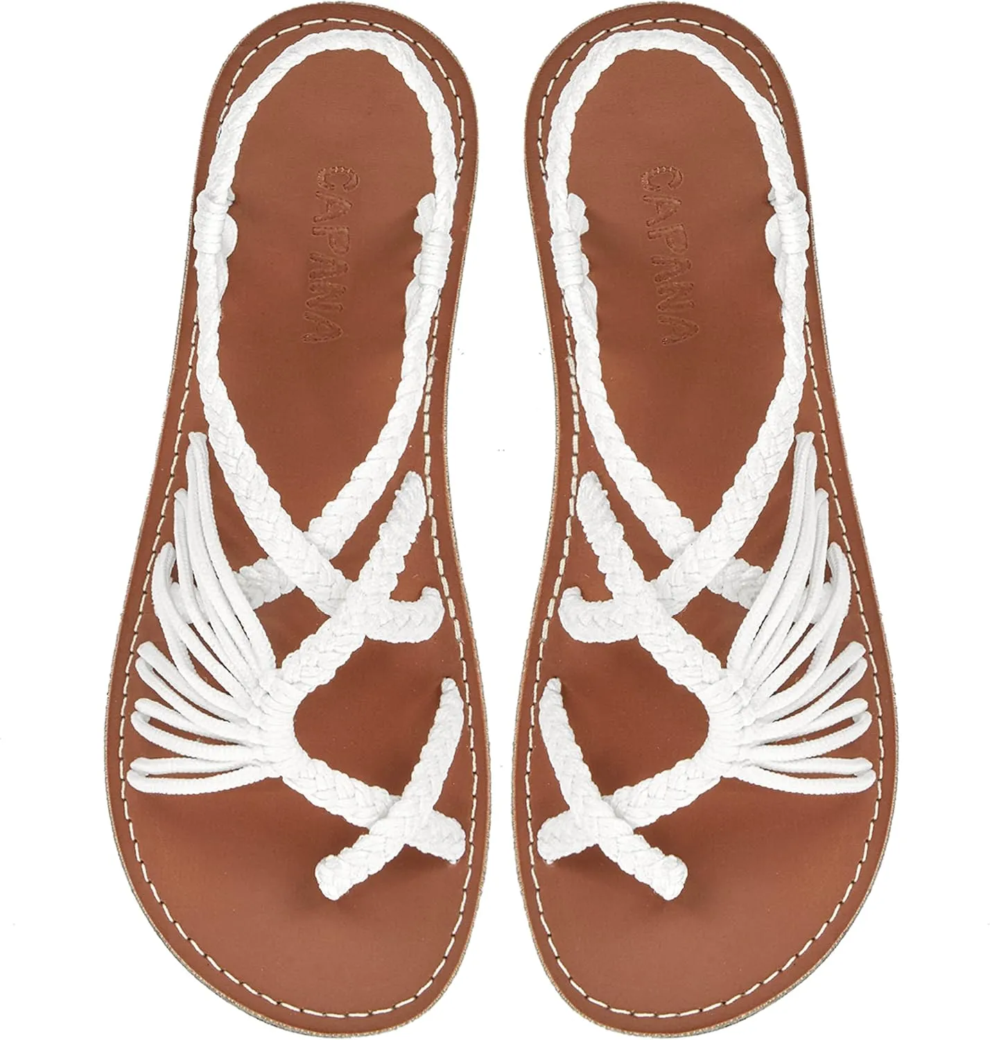 Capana Woven Women's Flat Sandals - Strappy Braided Sandals, Beach Sandals for Women Dressy Summer, Rope Bohemian Sandals, Spring Casual Womens Shoes, Comfy Boho Flats for Teen Girls  Banyan