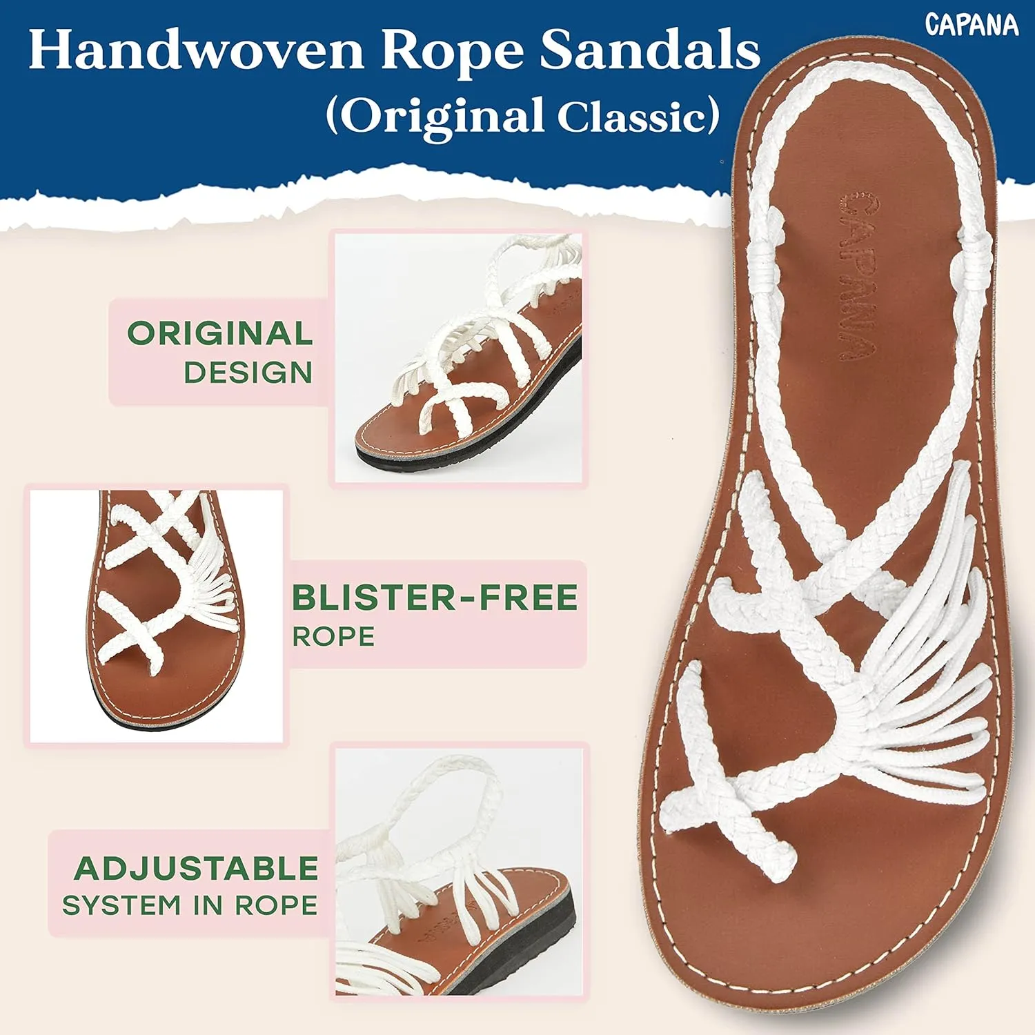 Capana Woven Women's Flat Sandals - Strappy Braided Sandals, Beach Sandals for Women Dressy Summer, Rope Bohemian Sandals, Spring Casual Womens Shoes, Comfy Boho Flats for Teen Girls  Banyan
