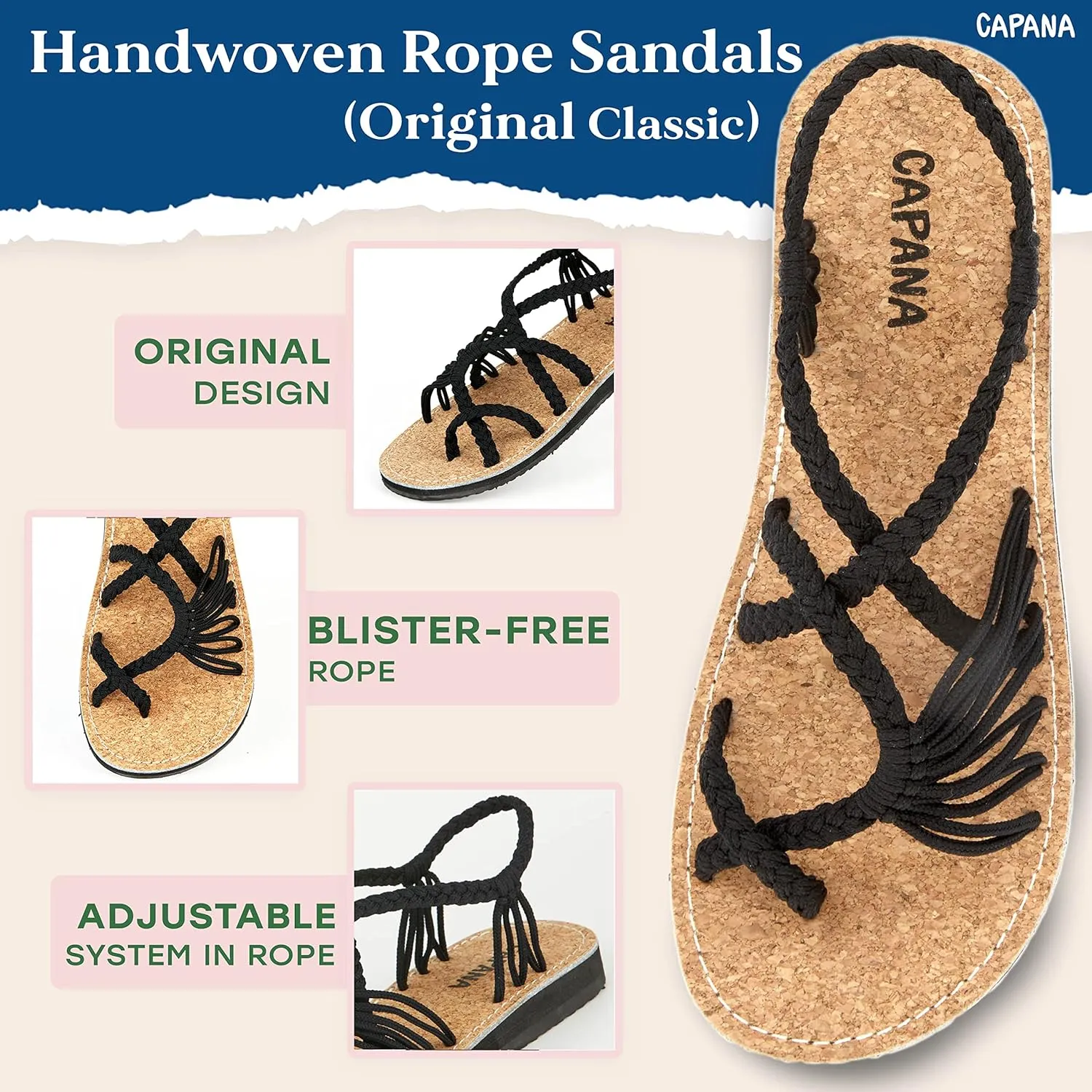 Capana Woven Women's Flat Sandals - Strappy Braided Sandals, Beach Sandals for Women Dressy Summer, Rope Bohemian Sandals, Spring Casual Womens Shoes, Comfy Boho Flats for Teen Girls  Banyan