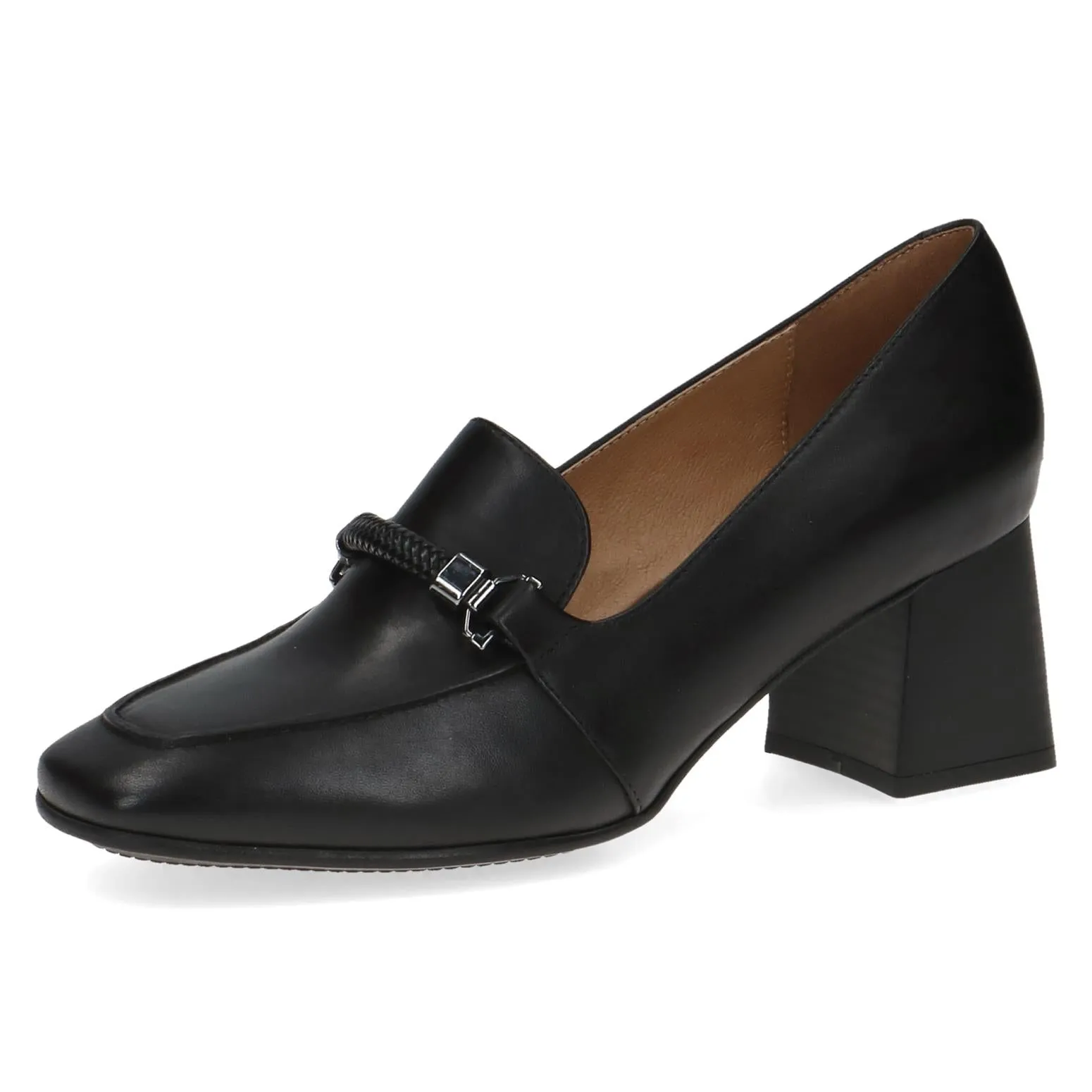 Caprice Ladies Bock Heel Tab Front Court Shoe