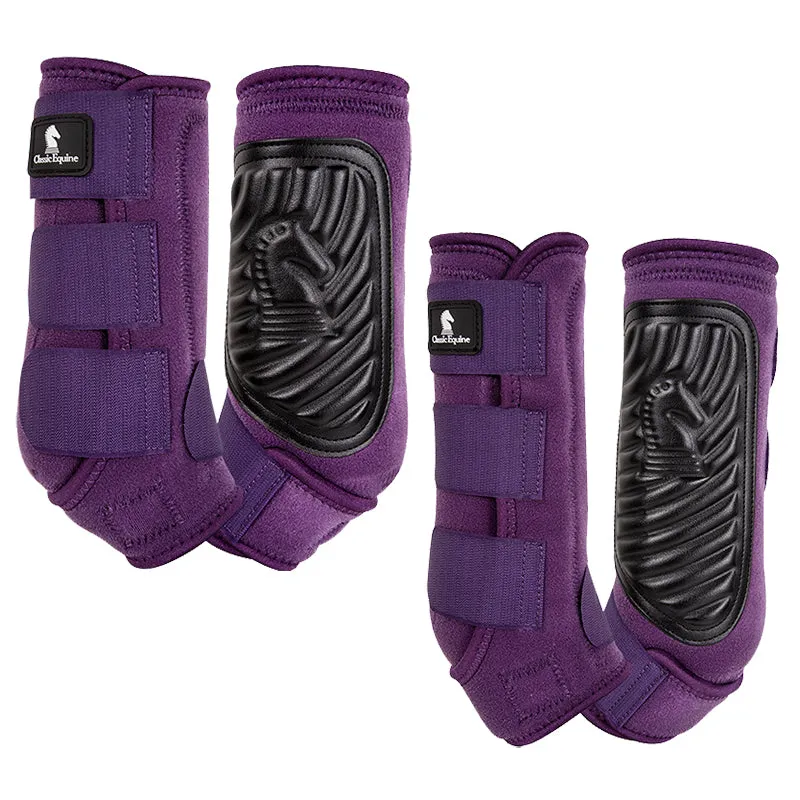 Classic Equine Classic Fit Front and Hind Boot Combo Pack- Eggplant