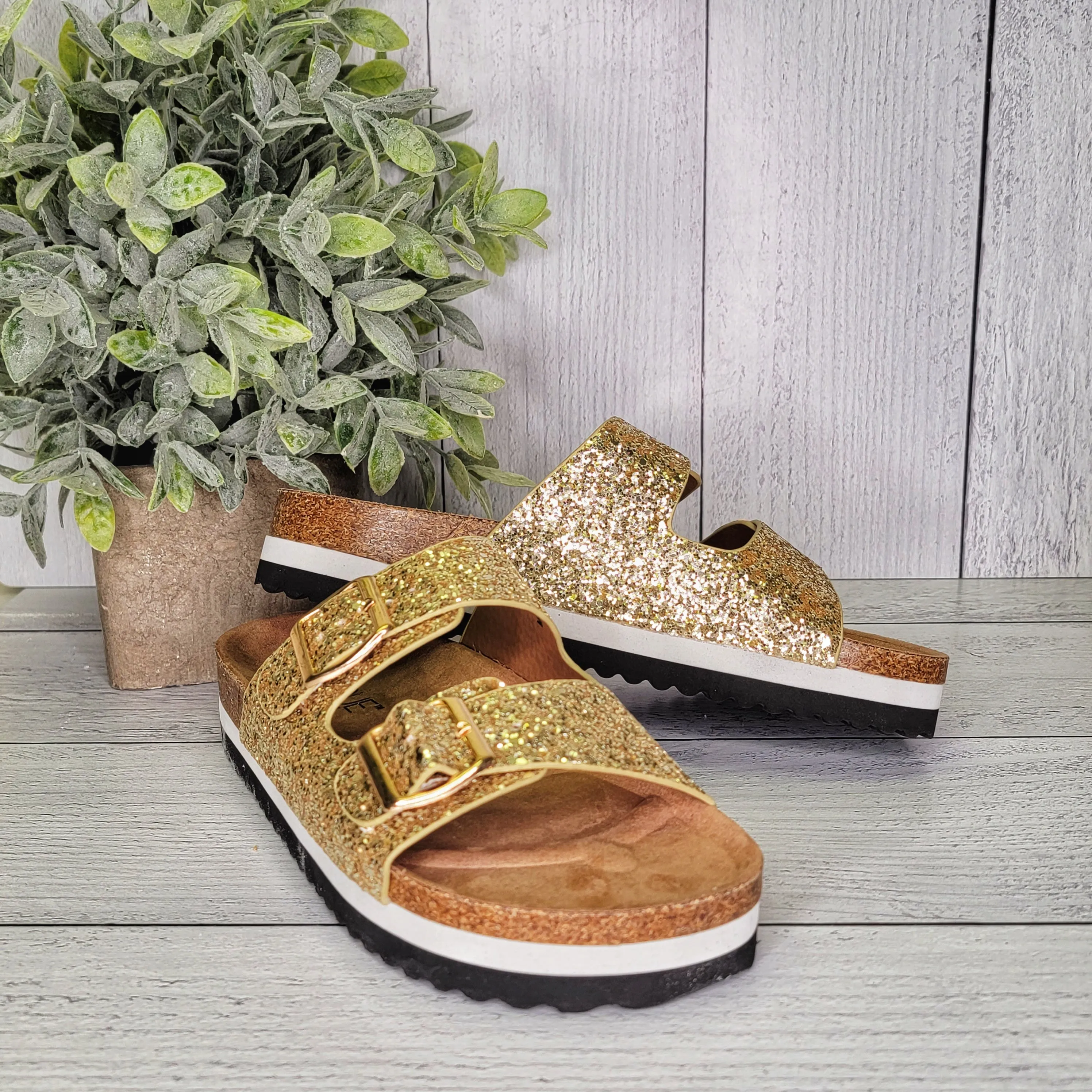 Corkys Beach Babe Adjustable Sandals - Gold Glitter or Rust