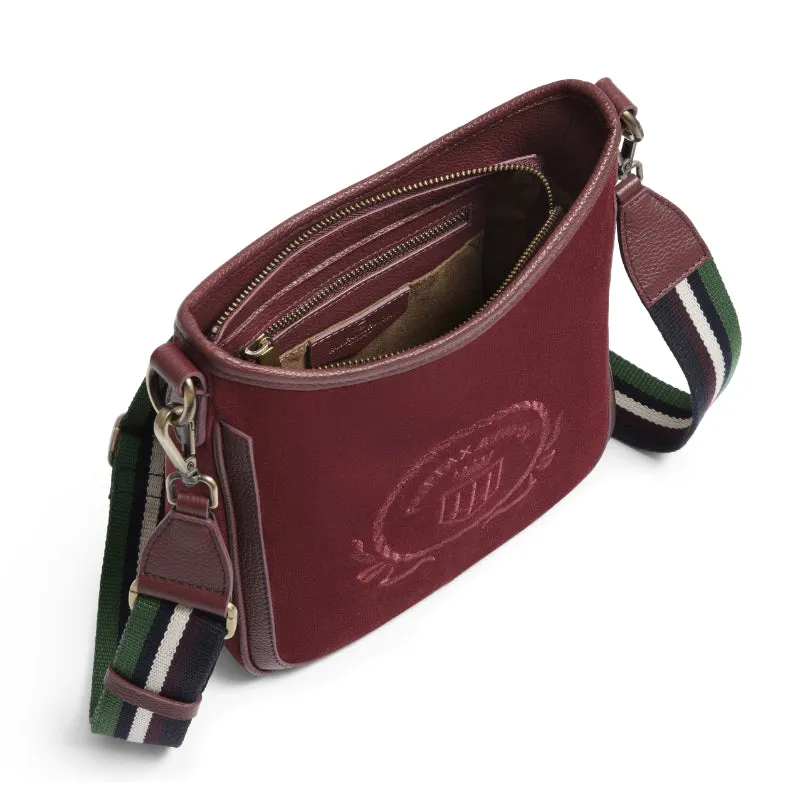 Fairfax & Favor Richmond Messenger Ladies Suede Handbag - Ruby