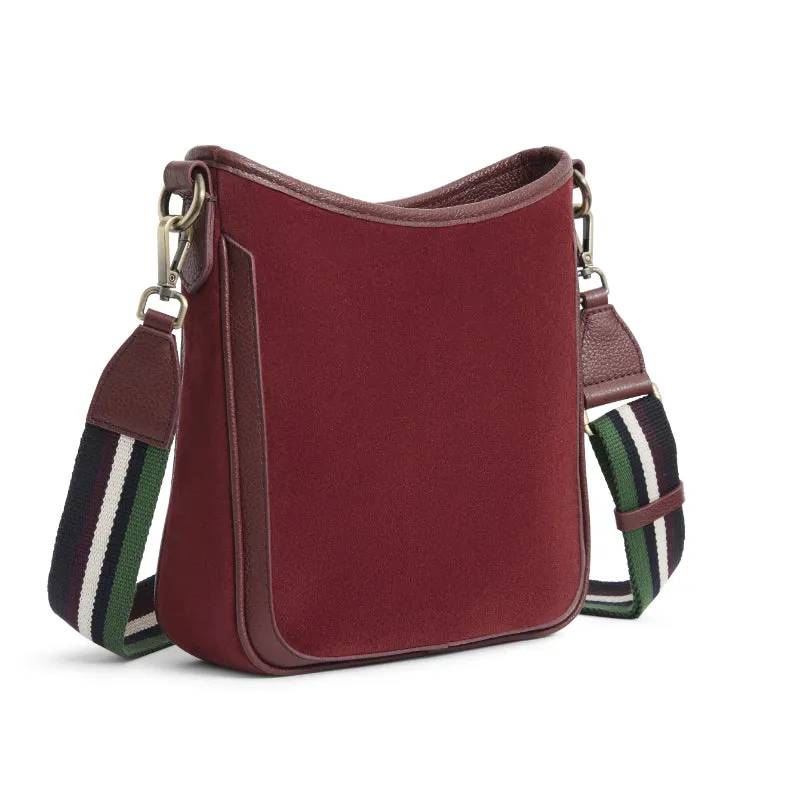 Fairfax & Favor Richmond Messenger Ladies Suede Handbag - Ruby