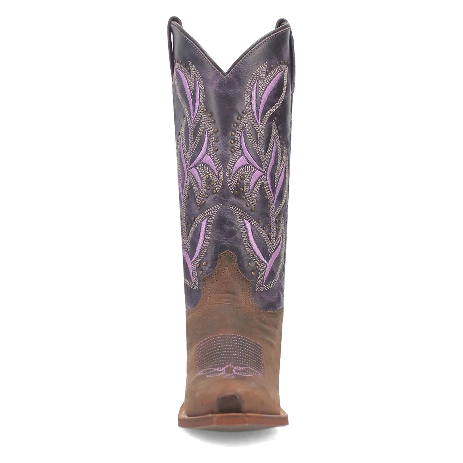 Laredo Womens Larissa Dark Brown/Purple Leather Cowboy Boots