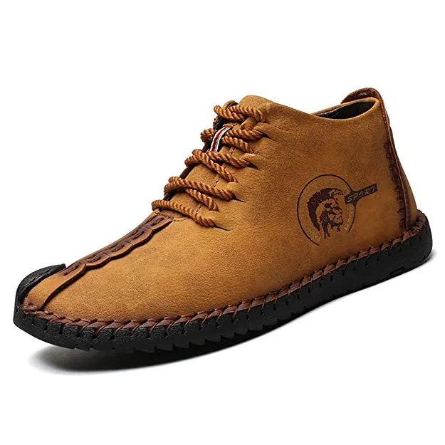 Large Size Men Hand Stitching Leather Non-slip Soft Sole Warm Casual Boots