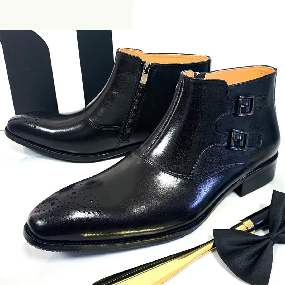 LeathLux Genuine Leather Chic Ankle Boots