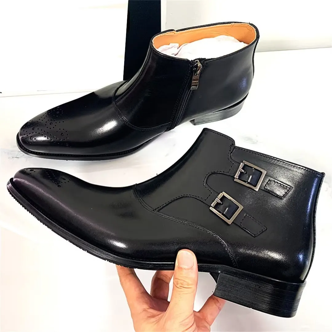 LeathLux Genuine Leather Chic Ankle Boots
