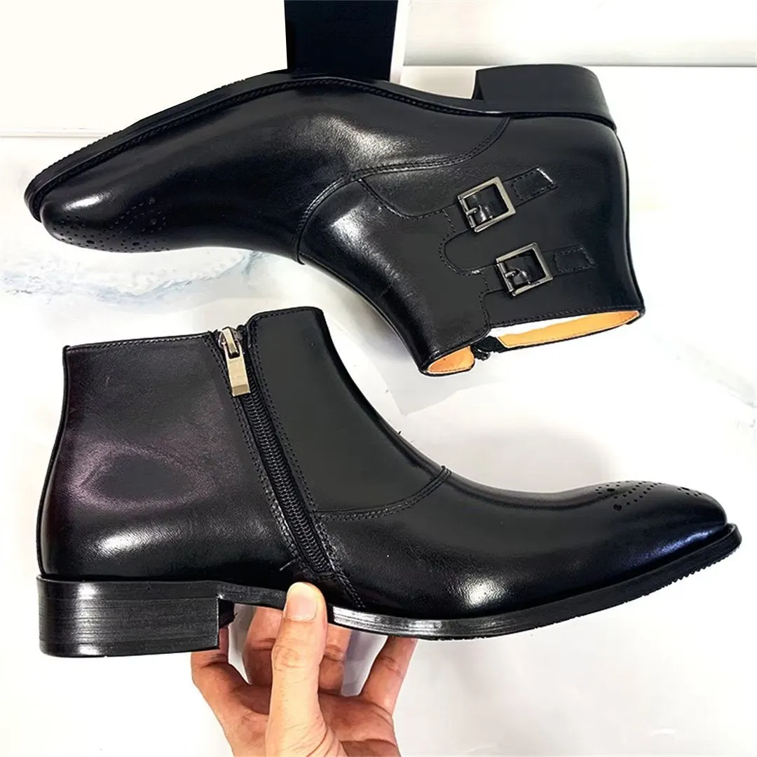 LeathLux Genuine Leather Chic Ankle Boots