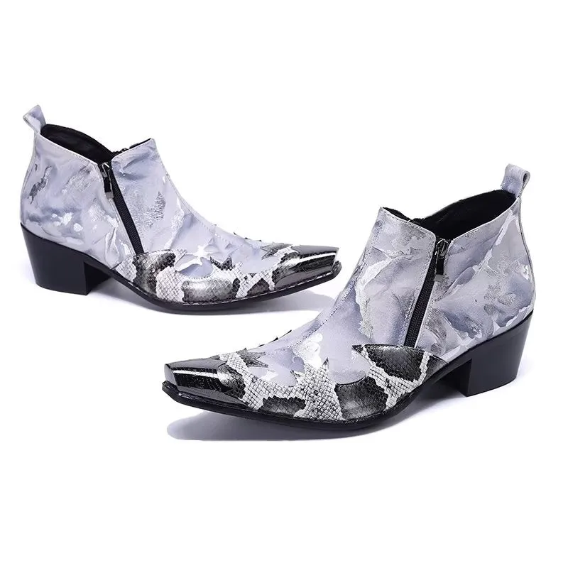 LuxeLeather Exotic Zipper Boots