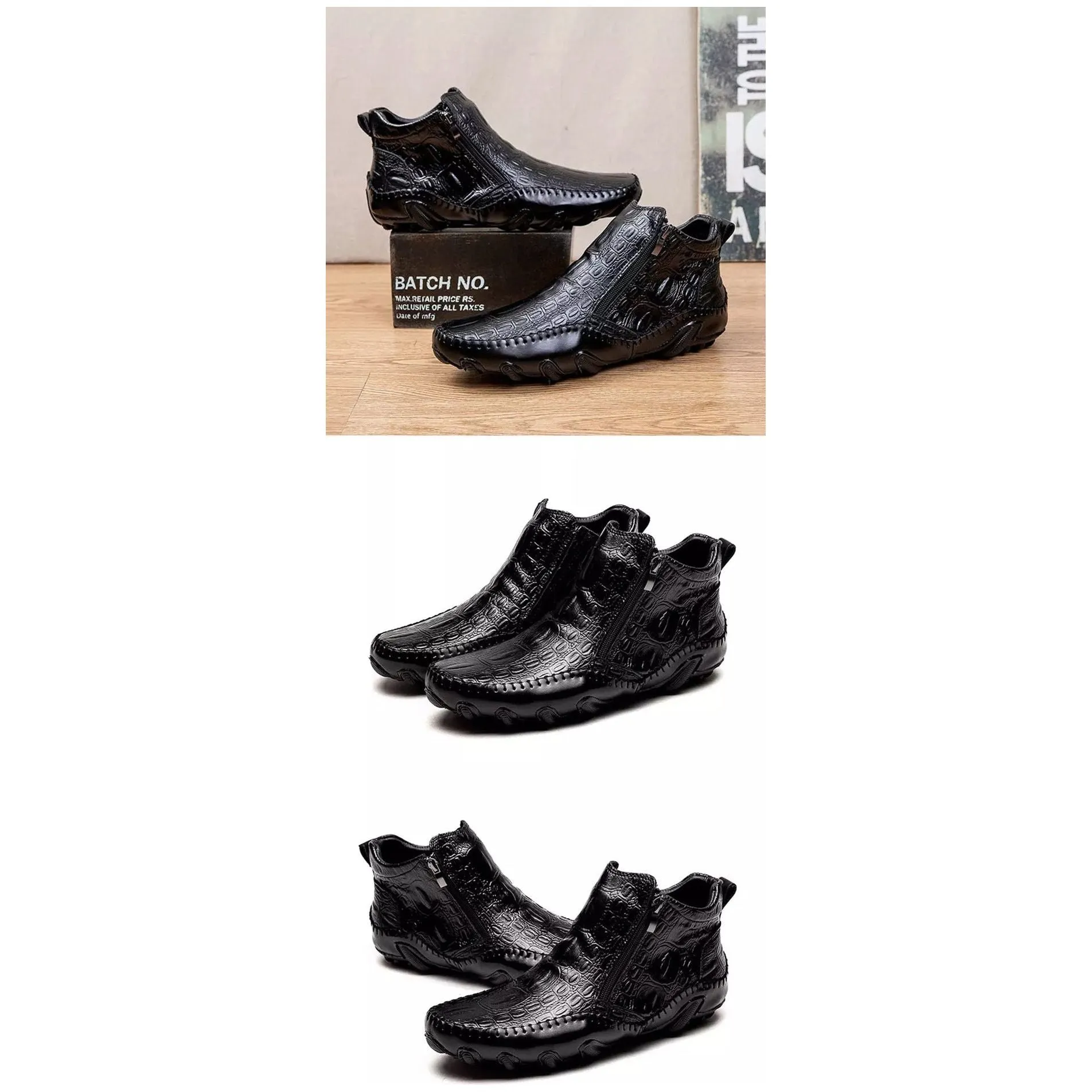 Luxury British Alligator Leather Slip-On Ankle Boots