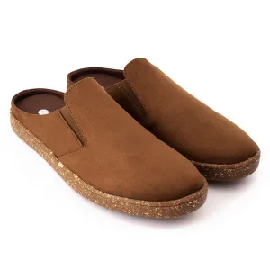 Paaduks Tan Slip-Ons Mules for Men | Vegan Suede