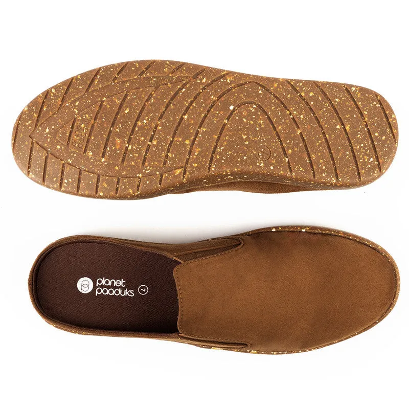 Paaduks Tan Slip-Ons Mules for Men | Vegan Suede