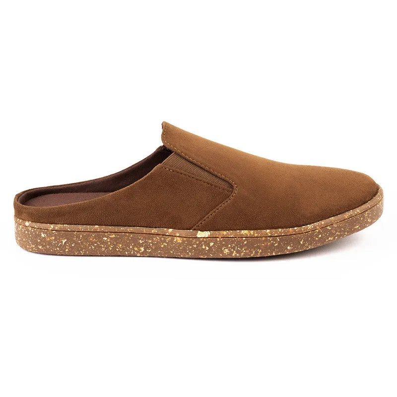 Paaduks Tan Slip-Ons Mules for Men | Vegan Suede