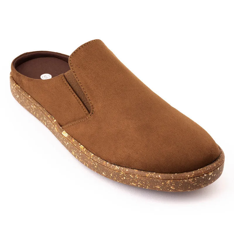 Paaduks Tan Slip-Ons Mules for Men | Vegan Suede