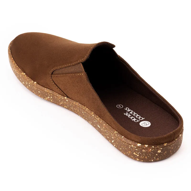 Paaduks Tan Slip-Ons Mules for Men | Vegan Suede