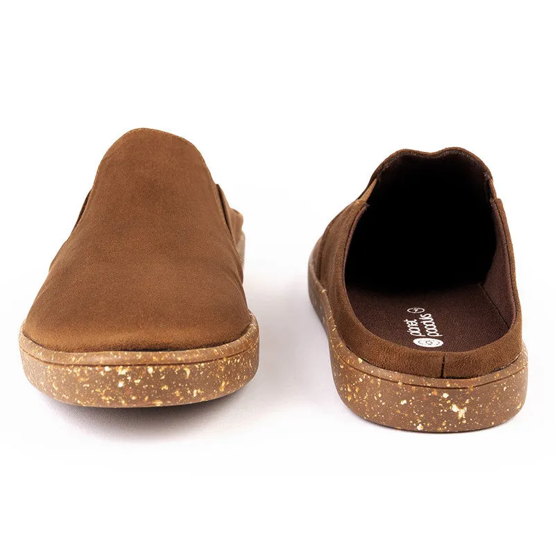 Paaduks Tan Slip-Ons Mules for Men | Vegan Suede