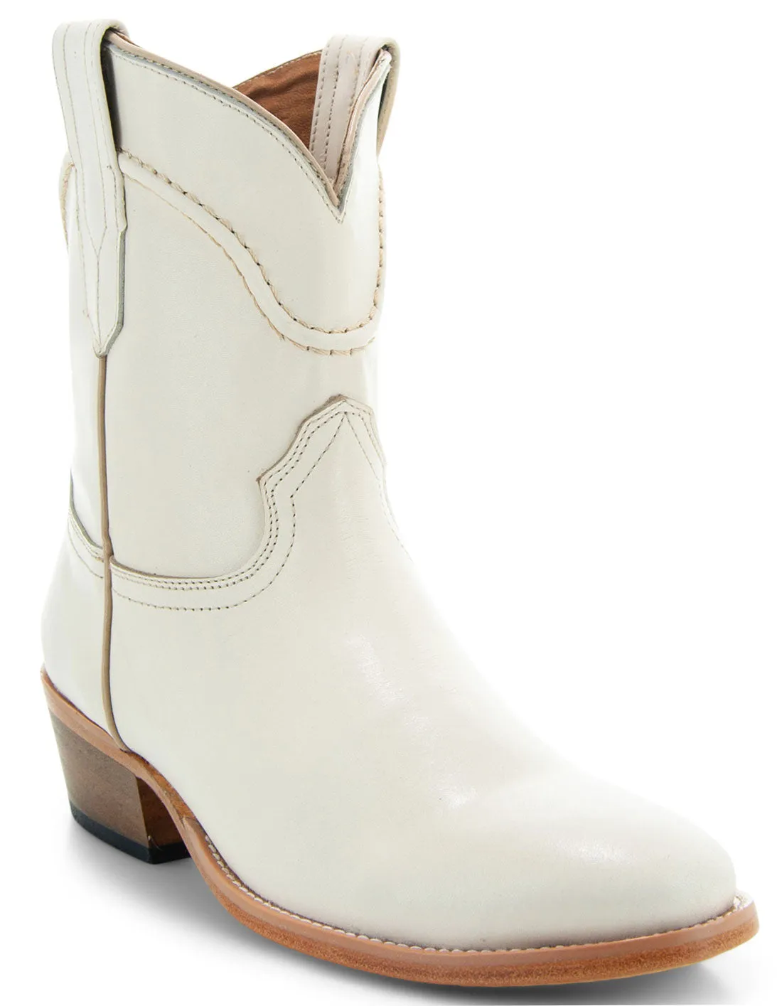 Soto Boots White Leather Womens Western Ankle Booties M1002