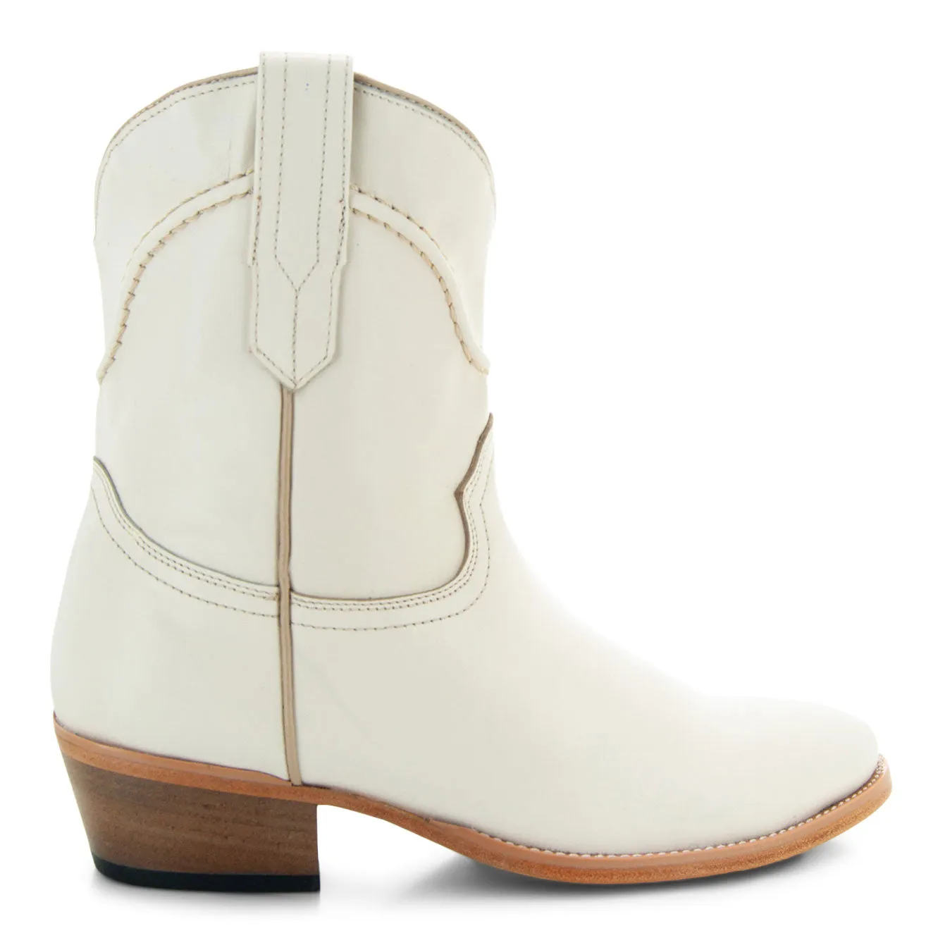 Soto Boots White Leather Womens Western Ankle Booties M1002