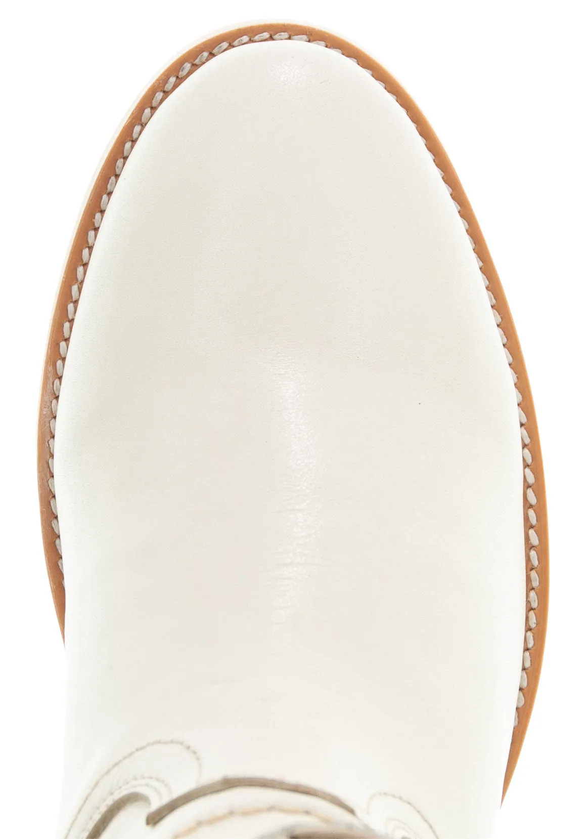 Soto Boots White Leather Womens Western Ankle Booties M1002