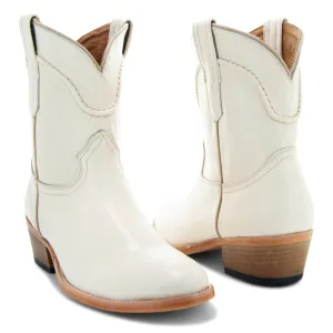 Soto Boots White Leather Womens Western Ankle Booties M1002