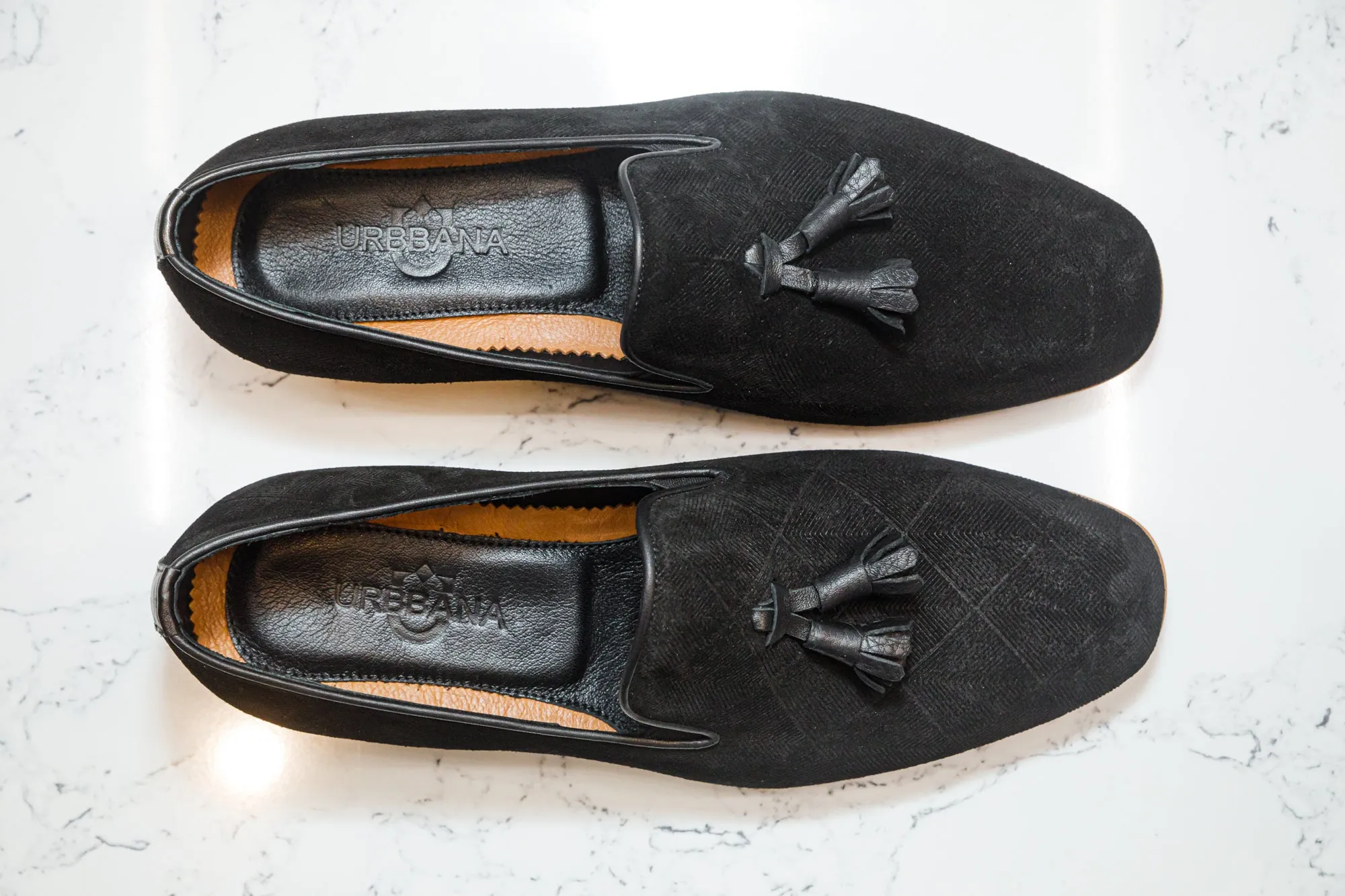 The Diamanté Suede Loafers - Black