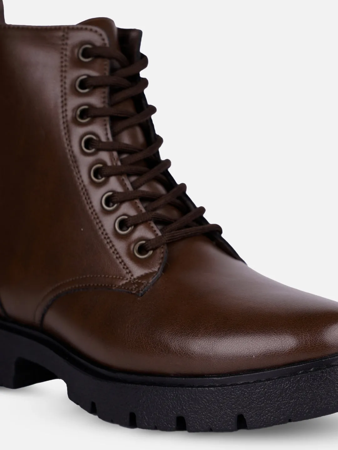 Women's Brown Lace Up Casual Boots (IU5007)