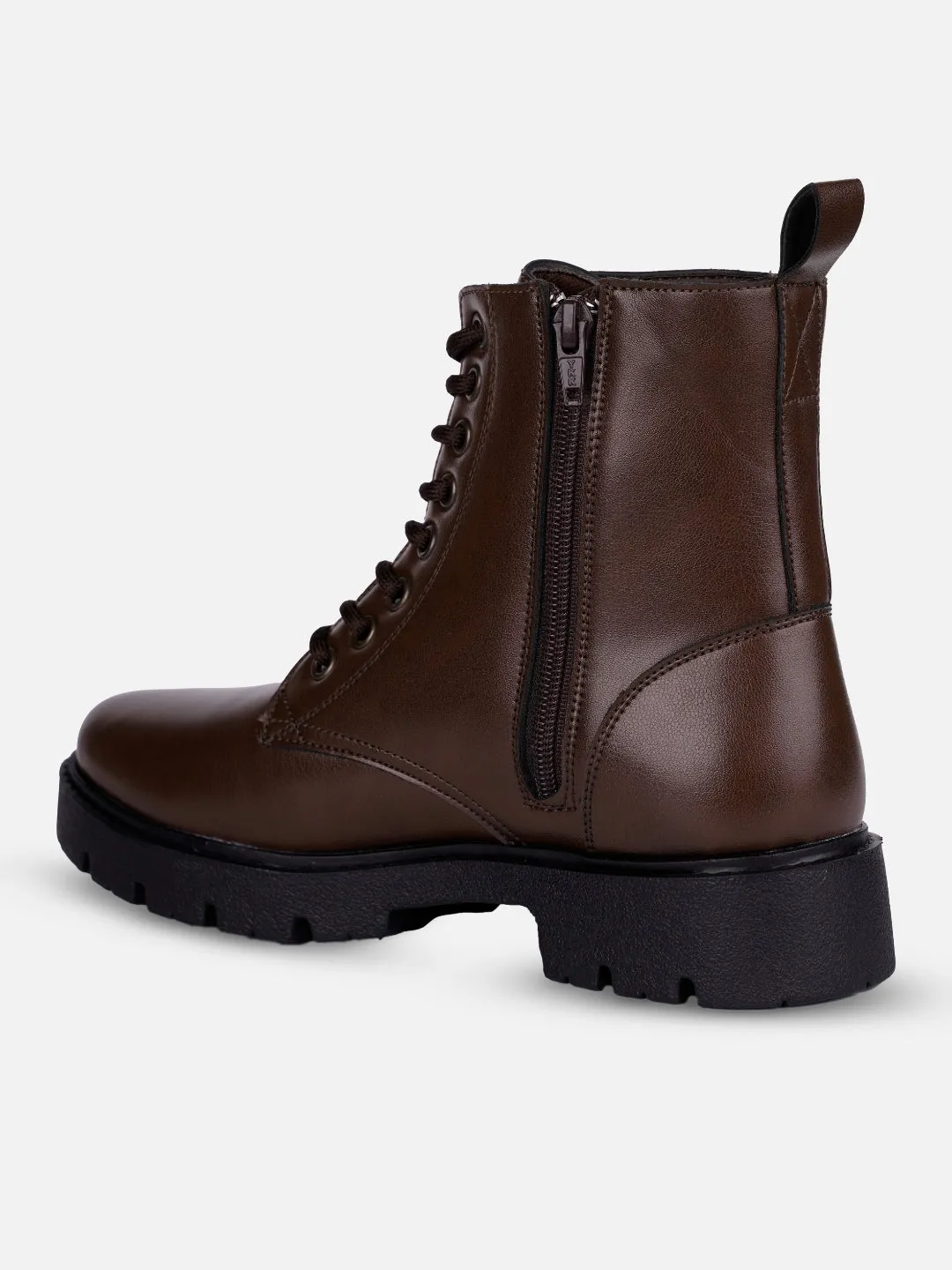 Women's Brown Lace Up Casual Boots (IU5007)