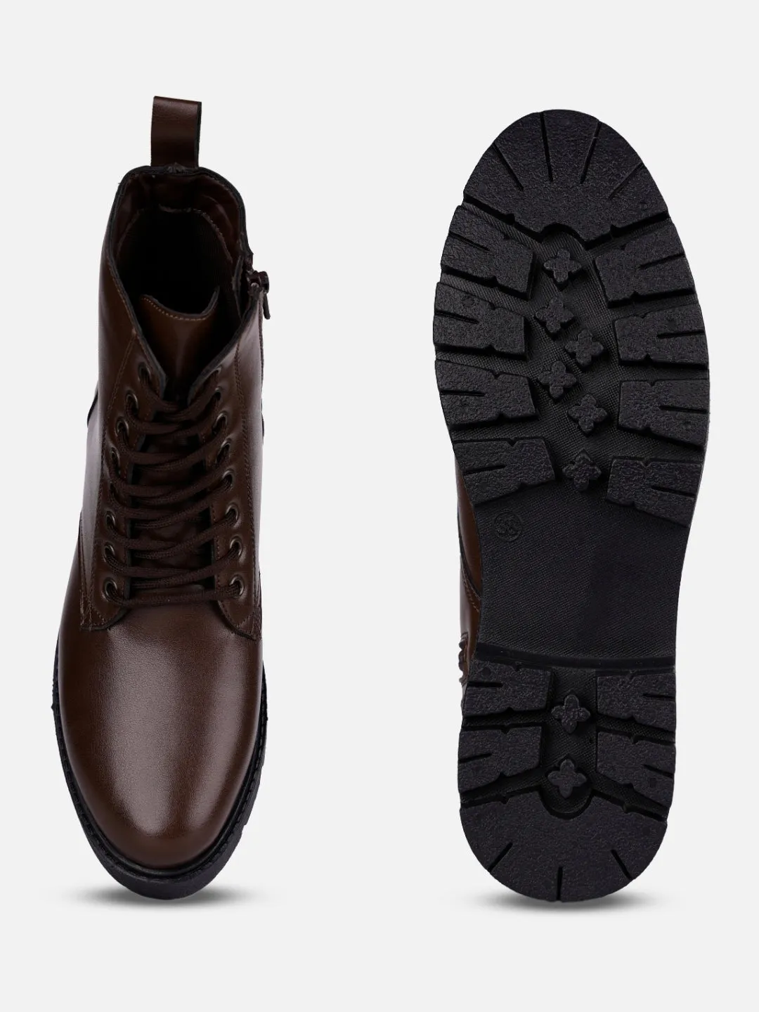 Women's Brown Lace Up Casual Boots (IU5007)