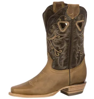 Womens Jesse Honey Brown Western Boots Classic Leather - Square Toe